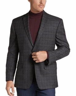 Michael Strahan Classic Fit Sport Coat, Wine Plaid