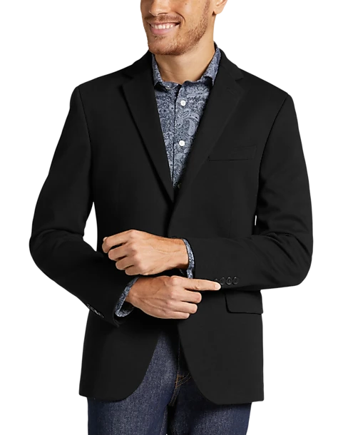Michael Strahan Classic Fit Knit Sport Coat, Black Solid 1 Michael Strahan Classic Fit Knit Sport Coat, Black Solid