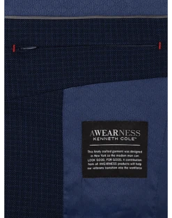 Awearness Kenneth Cole AWEAR-TECH Slim Fit Sport Coat, Navy Check -Gentleman’s Outlet Store MW40 15NH 94 AWEARNESS KENNETH COLE NAVY CHECK ALT2