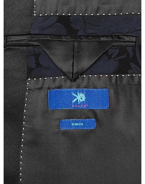 Egara Slim Fit Peak Lapel Dinner Jacket, Midnight Floral Jacquard 3 Egara Slim Fit Peak Lapel Dinner Jacket, Midnight Floral Jacquard - Image 3