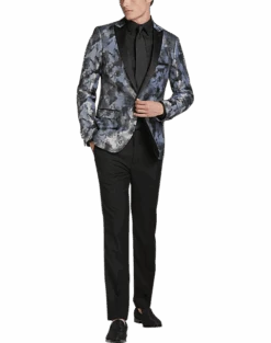 Paisley & Gray Slim Fit Dinner Jacket, Gray Jacquard 7 Paisley & Gray Slim Fit Dinner Jacket, Gray Jacquard -Gentleman’s Outlet Store MW40 15Z7 74 PAISLEY GRAY SILVER FLORAL ALT3
