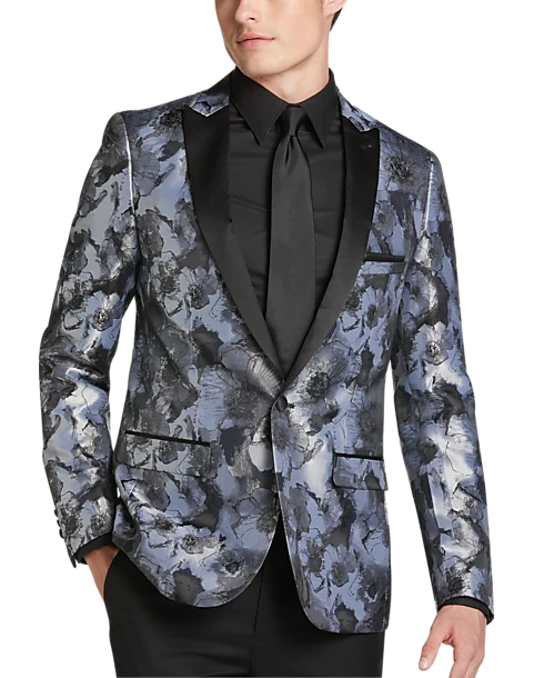 Paisley & Gray Slim Fit Dinner Jacket, Gray Jacquard 1 Paisley & Gray Slim Fit Dinner Jacket, Gray Jacquard