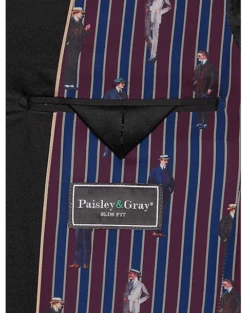Paisley & Gray Slim Fit Dinner Jacket, Gray And Berry Plaid -Gentleman’s Outlet Store MW40 15Z9 67 PAISLEY GRAY BERRY PLAID ALT2