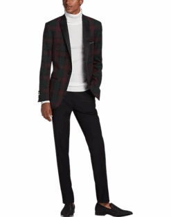 Paisley & Gray Slim Fit Dinner Jacket, Wineberry Plaid -Gentleman’s Outlet Store MW40 15ZC 60 PAISLEY GRAY WINTERBERRY PLAID ALT2