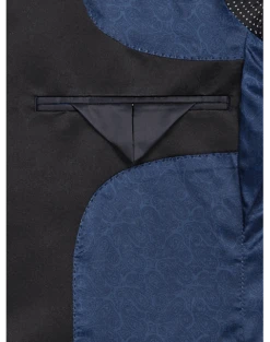 Egara Slim Fit Satin Peak Lapel Dinner Jacket, Dark Blue Patterned -Gentleman’s Outlet Store MW40 15ZW 70 EGARA BLUE FANCY ALT2