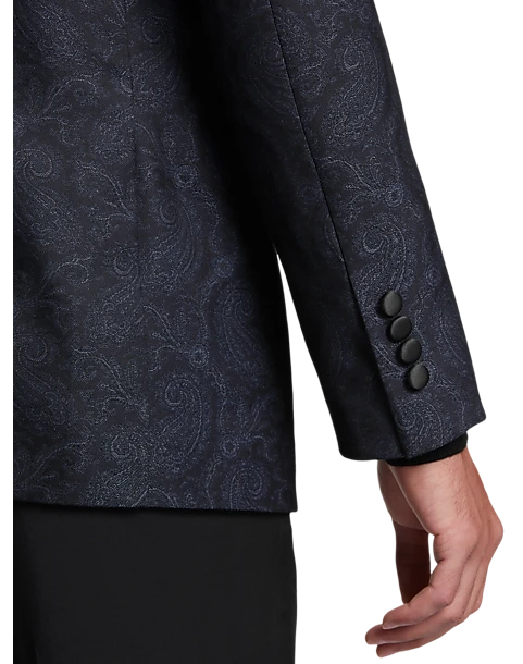 Egara Slim Fit Peak Lapel Dinner Jacket, Charcoal Paisley 2 Egara Slim Fit Peak Lapel Dinner Jacket, Charcoal Paisley - Image 2