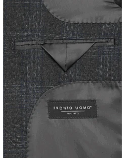 Pronto Uomo Modern Fit Sport Coat, Charcoal Plaid -Gentleman’s Outlet Store MW40 166W 66 PRONTO UOMO CHARCOAL PLAID ALT2