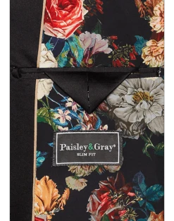 Paisley & Gray Slim Fit Double Breasted Dinner Jacket, Black 7 Paisley & Gray Slim Fit Double Breasted Dinner Jacket, Black -Gentleman’s Outlet Store MW40 168L 02 PAISLEY GRAY BLACK ALT3