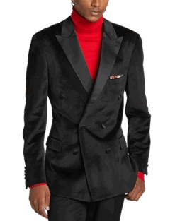Paisley & Gray Slim Fit Double Breasted Dinner Jacket, Crimson Red