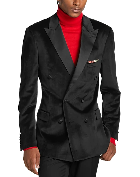 Paisley & Gray Slim Fit Double Breasted Dinner Jacket, Black 1 Paisley & Gray Slim Fit Double Breasted Dinner Jacket, Black