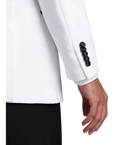 Egara Slim Fit Peak Lapel Double Breasted Dinner Jacket, White 2 Egara Slim Fit Peak Lapel Double Breasted Dinner Jacket, White - Image 2