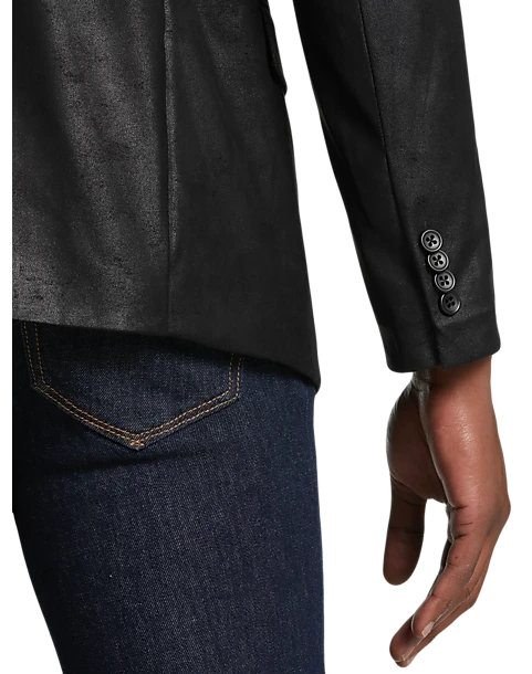 Daniel Hechter Modern Fit Vegan Leather Sport Coat, Black 2 Daniel Hechter Modern Fit Vegan Leather Sport Coat, Black - Image 2