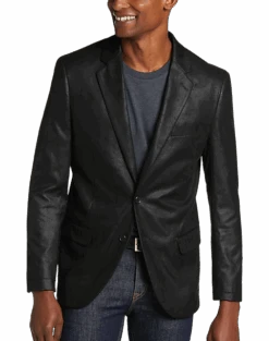 Daniel Hechter Modern Fit Vegan Leather Sport Coat, Black