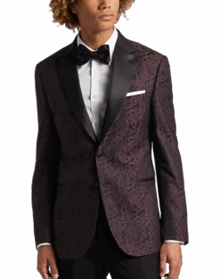 Egara Slim Fit Dinner Jacket, Burgundy Tapestry Jacquard
