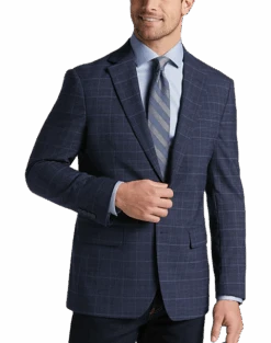 Awearness Kenneth Cole Modern Fit Sport Coat, Navy Plaid