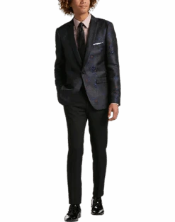 Paisley & Gray Slim Fit Dinner Jacket, Black, Navy & Burgundy Floral -Gentleman’s Outlet Store MW40 16J2 07 PAISLEY GRAY BLACK NAVY BURGUNDY ALT1