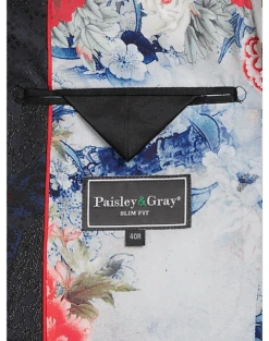 Paisley & Gray Slim Fit Dinner Jacket, Black, Navy & Burgundy Floral -Gentleman’s Outlet Store MW40 16J2 07 PAISLEY GRAY BLACK NAVY BURGUNDY ALT3