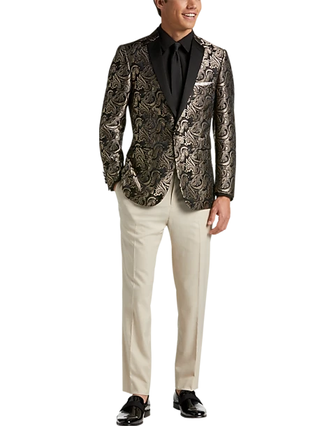 Paisley & Gray Slim Fit Dinner Jacket, Brown & Gold Jacquard 2 Paisley & Gray Slim Fit Dinner Jacket, Brown & Gold Jacquard - Image 2