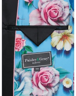 Paisley & Gray Slim Fit Dinner Jacket, Turquoise -Gentleman’s Outlet Store MW40 16J7 25 PAISLEY GRAY TURQUOISE ALT3 2