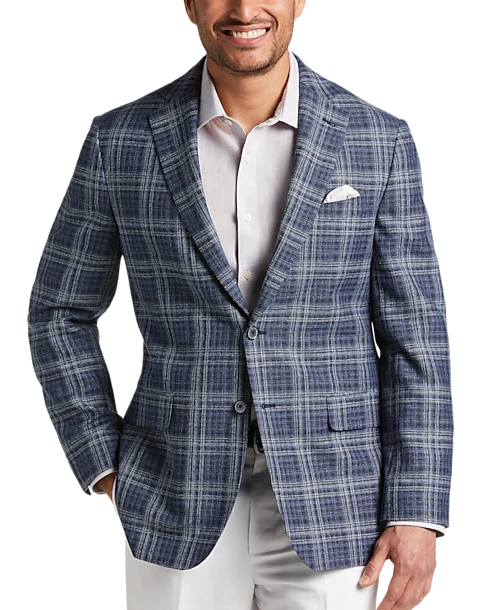 Joseph Abboud Modern Fit Notch Lapel Sport Coat, Blue Plaid 1 Joseph Abboud Modern Fit Notch Lapel Sport Coat, Blue Plaid
