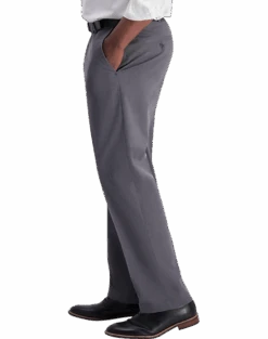Haggar Iron-Free Premium Khaki® Classic Fit Flat-Front Pants, Charcoal -Gentleman’s Outlet Store MW40 230V 17 HAGGAR CHAR HEATHER ALT2 1