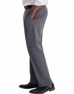 Haggar Iron-Free Premium Khaki® Classic Fit Flat-Front Pants, Khaki -Gentleman’s Outlet Store MW40 230V 17 HAGGAR CHAR HEATHER ALT2 2