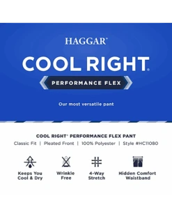 Haggar Cool Right® Performance Flex Classic Fit Pleated-Front Pants, Khaki Heather -Gentleman’s Outlet Store MW40 235K 02 HAGGAR BLACK SOLID ALT3 1