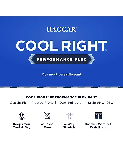Haggar Cool Right® Performance Flex Classic Fit Pleated-Front Pants, Black 4 Haggar Cool Right® Performance Flex Classic Fit Pleated-Front Pants, Black - Image 4