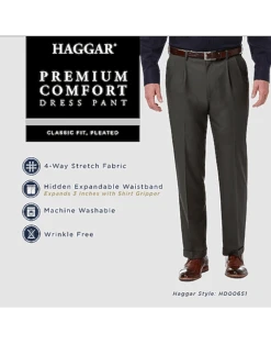Haggar Premium Comfort Classic Fit Pleat-Front Pants, Black -Gentleman’s Outlet Store MW40 235R 02 HAGGAR BLACK ALT3 2