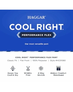 Haggar Cool Right® Performance Flex Classic Fit Flat-Front Pants, Heather Gray 7 Haggar Cool Right® Performance Flex Classic Fit Flat-Front Pants, Heather Gray -Gentleman’s Outlet Store MW40 235U 02 HAGGAR BLACK SOLID ALT3