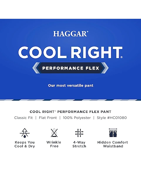 Haggar Cool Right® Performance Flex Classic Fit Flat-Front Pants, Heather Gray 4 Haggar Cool Right® Performance Flex Classic Fit Flat-Front Pants, Heather Gray - Image 4