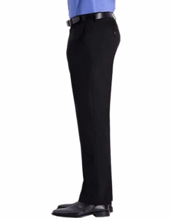 J.M. Haggar™ 4-Way Stretch Classic Fit Flat-Front Pants, Black -Gentleman’s Outlet Store MW40 235W 02 HAGGAR BLACK SOLID ALT2