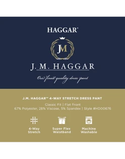 J.M. Haggar™ 4-Way Stretch Classic Fit Flat-Front Pants, Black -Gentleman’s Outlet Store MW40 235W 02 HAGGAR BLACK SOLID ALT3