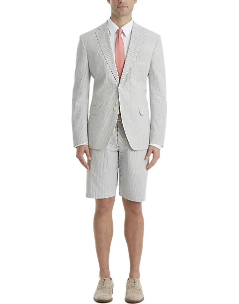 Lauren By Ralph Lauren Classic Fit Suit Separates Short, Blue & White Seersucker - Image 2