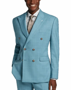 Tayion Classic Fit Suit Separates Coat, Light Blue & Cream Windowpane -Gentleman’s Outlet Store MW40 3W94 67 TAYION LT BLUE CREAM WINDOWPANE ALT4