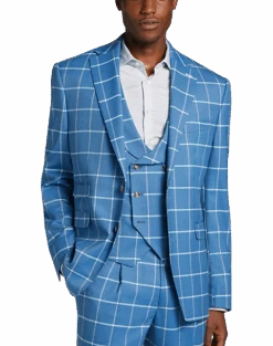 Tayion Classic Fit Suit Separates Coat, Blue & Cream Windowpane -Gentleman’s Outlet Store MW40 3W98 67 TAYION BLUE CREAM WINDOWPANE ALT4