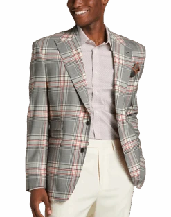 Tayion Classic Fit Suit Separates Coat, White Plaid