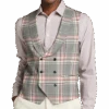 Tayion Classic Fit Suit Separates Double Breasted Vest, White Plaid