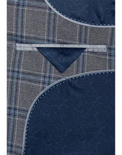 Egara Skinny Fit Suit Separates Coat, Gray Plaid -Gentleman’s Outlet Store MW40 3X20 64 EGARA GRAY PLAID ALT2