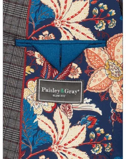 Paisley & Gray Slim Fit Suit Separates Coat, Red Check 9 Paisley & Gray Slim Fit Suit Separates Coat, Red Check -Gentleman’s Outlet Store MW40 3X46 66 PAISLEY GRAY CHARCOAL RED CHECK ALT3