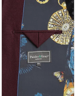 Paisley & Gray Slim Fit Suit Separates Coat, Deep Wine 8 Paisley & Gray Slim Fit Suit Separates Coat, Deep Wine -Gentleman’s Outlet Store MW40 3X4A 07 PAISLEY GRAY DEEP WINE ALT3
