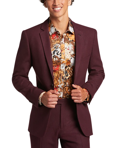 Paisley & Gray Slim Fit Suit Separates Coat, Deep Wine 1 Paisley & Gray Slim Fit Suit Separates Coat, Deep Wine