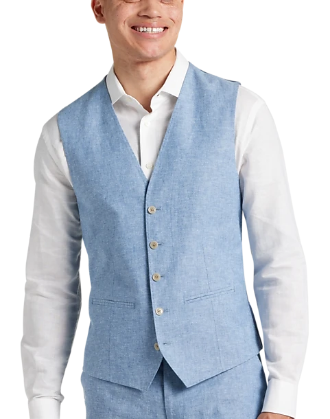 JOE Joseph Abboud Slim Fit Linen Blend Suit Separates Vest, Dusty Blue 1 JOE Joseph Abboud Slim Fit Linen Blend Suit Separates Vest, Dusty Blue