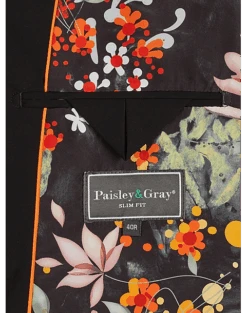 Paisley & Gray Slim Fit Double Breasted Suit Separates Coat, Jet Black -Gentleman’s Outlet Store MW40 3XK9 02 PAISLEY GRAY JET BLACK ALT3