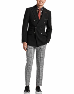 Paisley & Gray Slim Fit Double Breasted Suit Separates Coat, Jet Black -Gentleman’s Outlet Store MW40 3XK9 02 PAISLEY GRAY JET BLACK ALT5