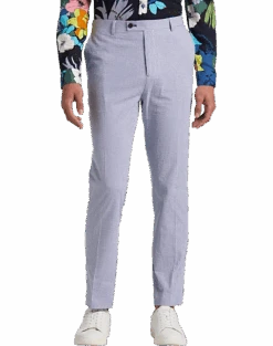 Paisley & Gray Slim Fit Suit Separates Pants, Blue & White Seersucker