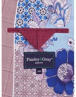 Paisley & Gray Slim Fit Suit Separates Coat, Cranberry Windowpane -Gentleman’s Outlet Store MW40 3XLY 60 PAISLEY GRAY CRANBERRY WINDORPANE ALT3
