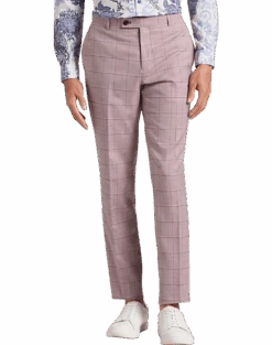 Paisley & Gray Slim Fit Suit Separates Pants, Cranberry Windowpane