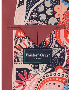 Paisley & Gray Slim Fit Suit Separates Coat, Dark Pink -Gentleman’s Outlet Store MW40 3XM2 07 PAISLEY GRAY DARK PINK KNIT ALT3