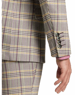 Paisley & Gray Slim Fit Suit Separates Coat, Olive & Yellow Check -Gentleman’s Outlet Store MW40 3XM6 60 PAISLEY GRAY OLIVE YELLOW CHECK ALT2